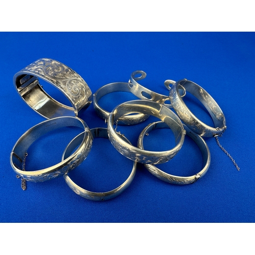 73 - 8 Hallmarked & 925 stamped Silver Bangles 184g