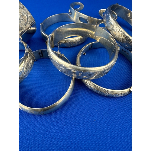 73 - 8 Hallmarked & 925 stamped Silver Bangles 184g