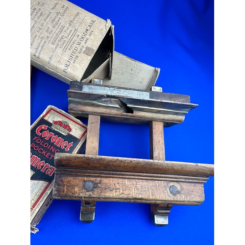 330 - Collectables including Camera, Microscope, Woodworking Plane & Furniture Fixings