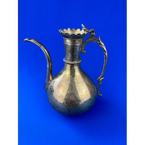 77 - Eastern 900 Silver Coffee Pot 905g (a/f) with Full Egyptian Hallmarks Cairo 1921