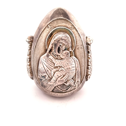 46 - 999 Fine Silver Greek Religious Icon Egg Gross Weight 294g