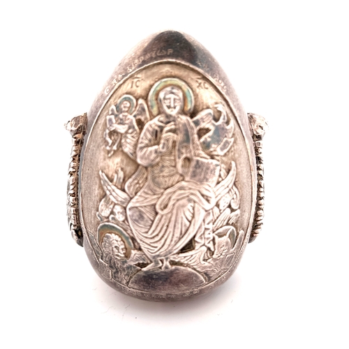 46 - 999 Fine Silver Greek Religious Icon Egg Gross Weight 294g