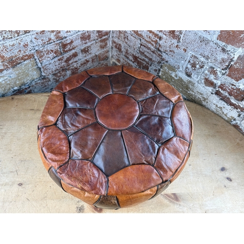 565 - Vintage Leather Pouffe / Foot Stool