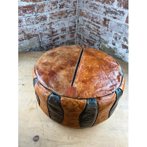 565 - Vintage Leather Pouffe / Foot Stool