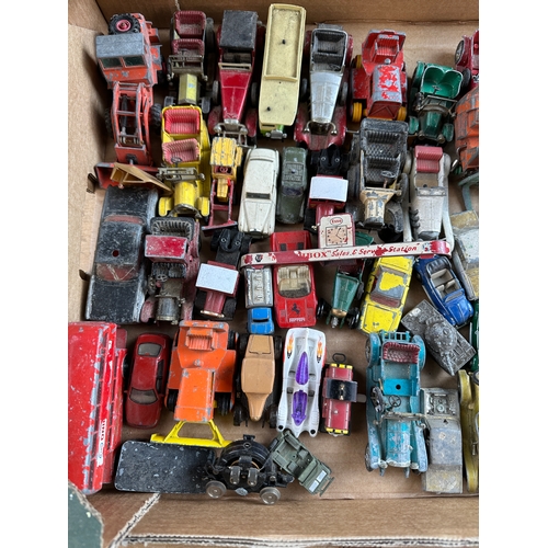 167 - Box of Vintage Playworn Diecast Cars & Vehicles