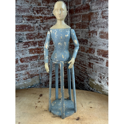 170 - 19th Century Santo Cage Doll, Wood & Guesso Work in Original Paint