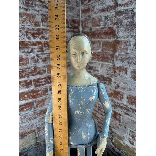 170 - 19th Century Santo Cage Doll, Wood & Guesso Work in Original Paint