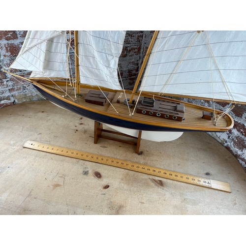 173 - Two Masted Wooden Sailing Yacht Model / Pond Yacht