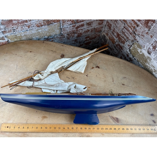 175 - Wooden Sailing Yacht Model for Restoration