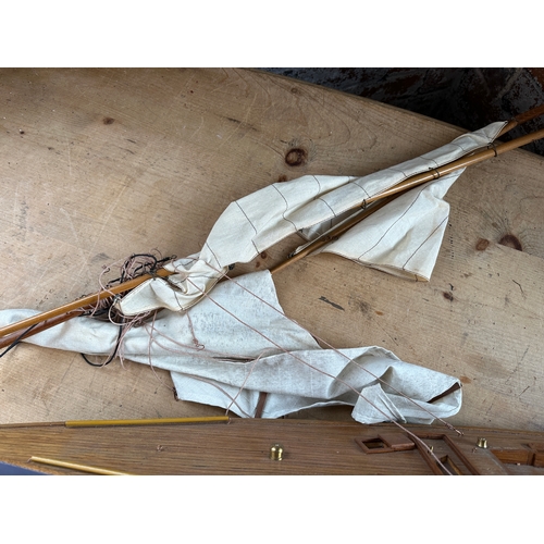 175 - Wooden Sailing Yacht Model for Restoration