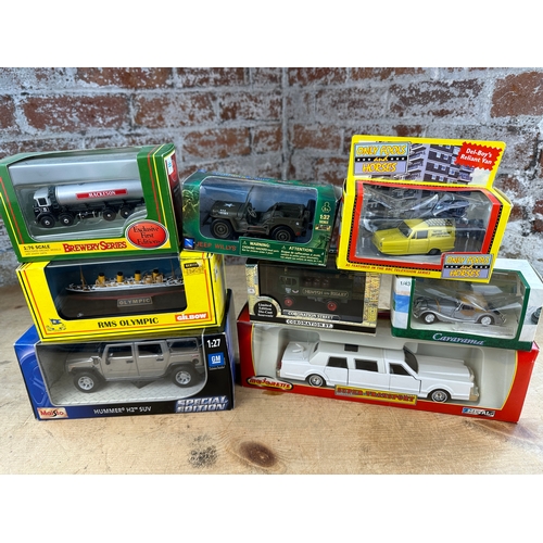 182 - Group of Boxed Diecast Vehicles including Maisto Hummer, Gilbow RMS Olympic etc.