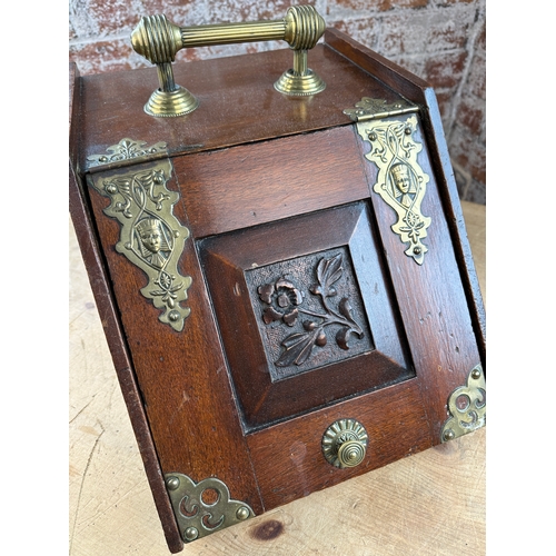 562 - Antique Coal Box with Brass Fittings