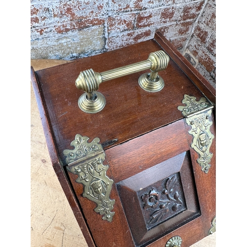 562 - Antique Coal Box with Brass Fittings