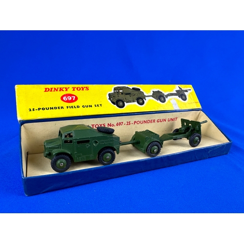 142 - Dinky Toys No. 697 25 Pounder Gun Unit Set