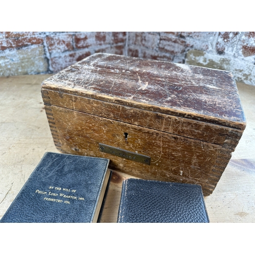 281 - Old Wooden Box containing Ephemera & Old Religious Books