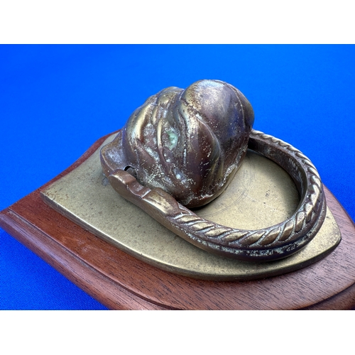 285 - Old Brass Bulldog Door Knocker