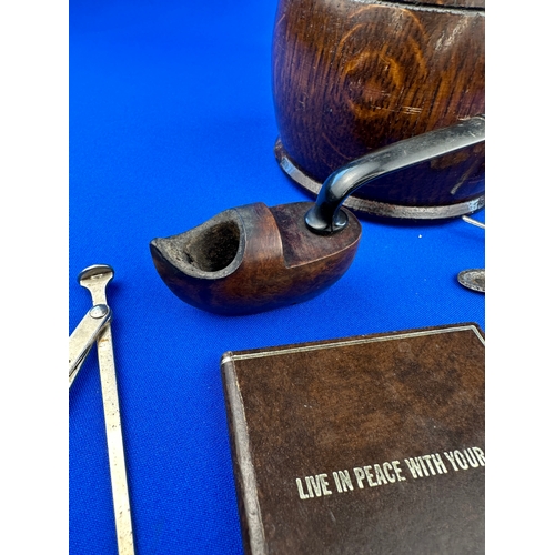 288 - Group of Pipe Smoking Related items including Novelty Briar Wood Pipe