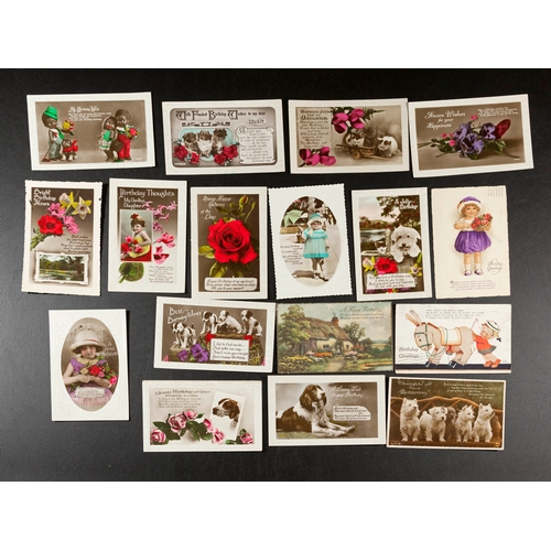 252 - Collection of 55 Vintage Birthday Postcards from the 1920s & 30s