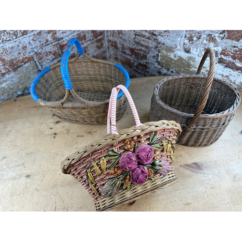 255 - Group of Three Vintage Wicker Baskets