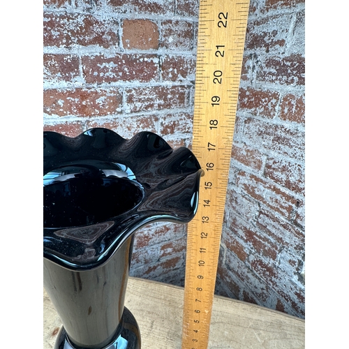 435 - Large Black Glass Vase