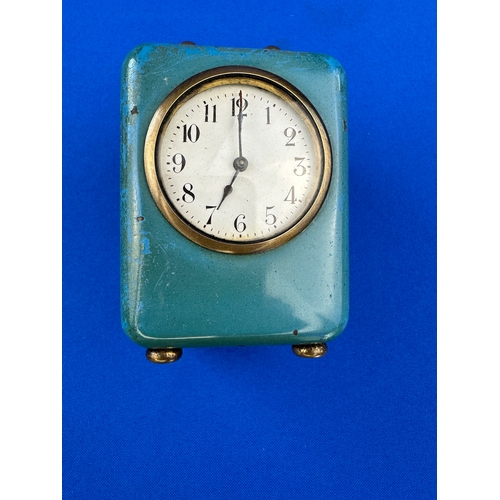 462 - Small Enamel Alarm Clock as found