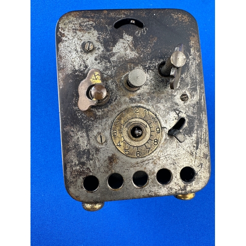 462 - Small Enamel Alarm Clock as found