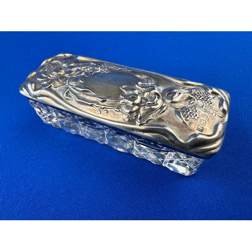 64 - Small Trinket Box with Hallmarked Silver Lid Birmingham 1907