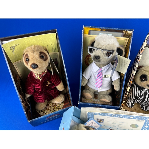 245 - Collection of Five Boxed Compare the Market Meerkats