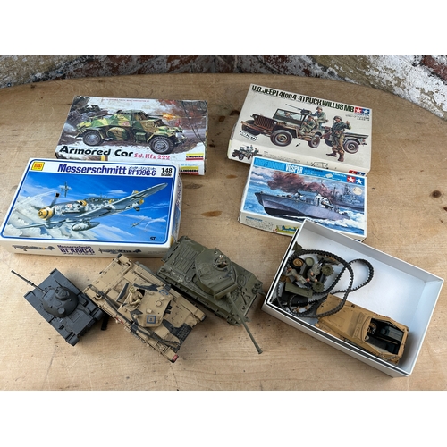 218 - Group of Model Kits by Tamiya, Lindberg & Otaki, Mostly Military