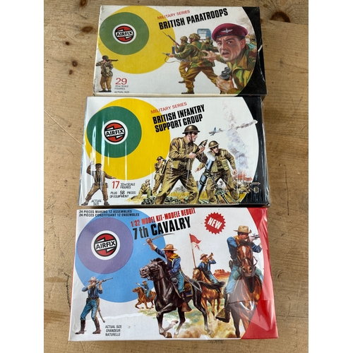 225 - Three Factory Sealed Airfix Military Figures Packs including 7th Cavalry, British Paratroops & Briti... 