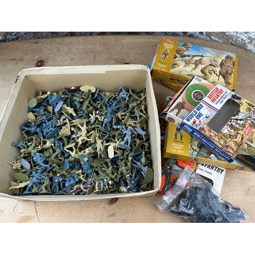 230 - Collection of Vintage Plastic Soldiers mostly by Airfix alongside Empty Airfix Figures Boxes