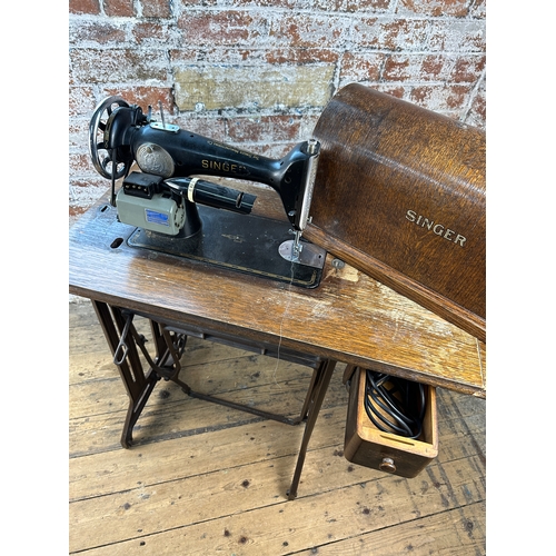 594 - Electric Singer Sewing Machine & Table