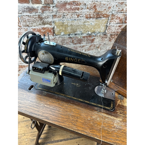 594 - Electric Singer Sewing Machine & Table