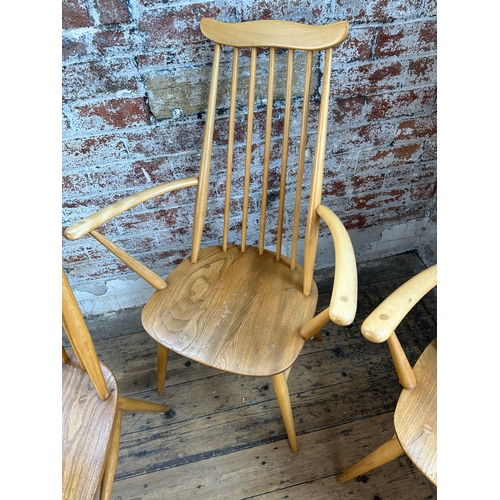 580 - Ercol Model 369 and 369a Windsor Goldsmith Chairs and Carvers in Blonde Elm and Beech