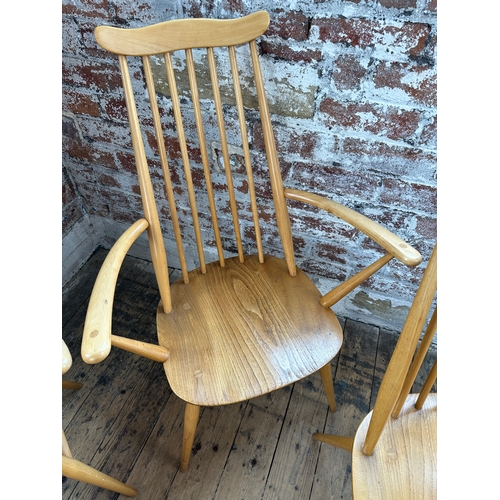 580 - Ercol Model 369 and 369a Windsor Goldsmith Chairs and Carvers in Blonde Elm and Beech