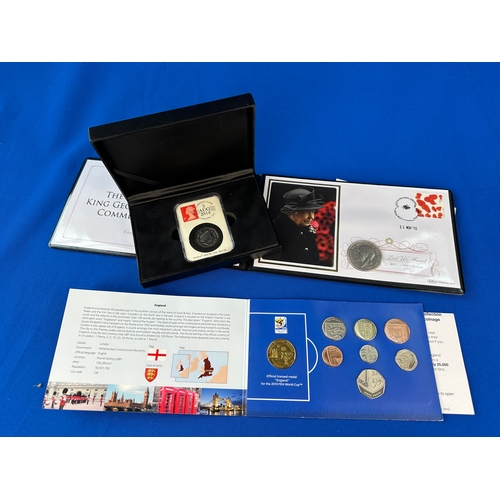 56 - 2010 World Cup UK Coinage Pack, Commonwealth Games 2014 50p and 1935 Crown and First Day Cover