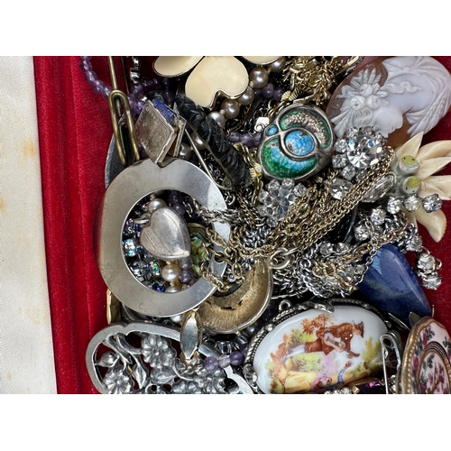 283 - Box of Vintage Costume Jewellery including Silver & Butterfly Wing Brooch