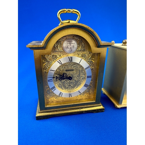 60 - Vintage Swiza Tempus Fugit Alarm Clock & German Quartz Carriage Clock