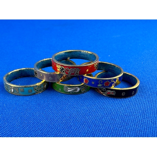 285 - Group of Cloisonne Rings size L