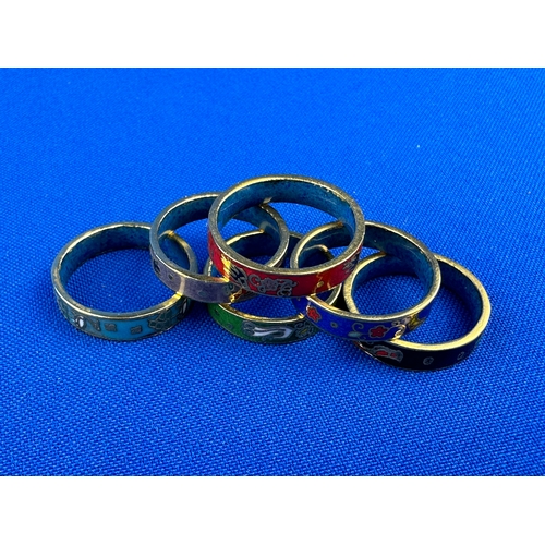 285 - Group of Cloisonne Rings size L