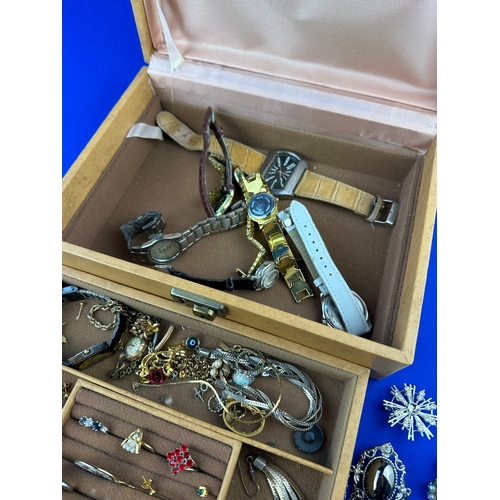 293 - Box of Vintage Jewellery & Watches