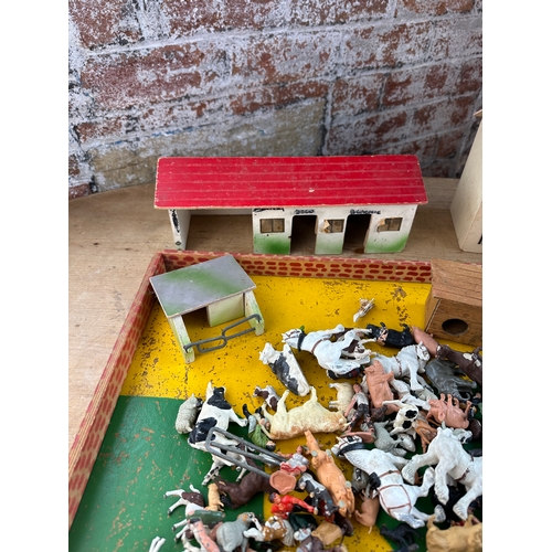 85 - Britains Farm Animals, Figures & Wooden Farm Play Set