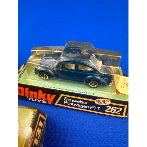 110 - Trio of Dinky Toys Diecast Cars, one as found & one incorrect box.