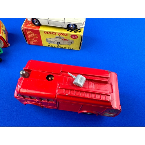 116 - Group of Three Dinky Toys Diecast  Vehicles including battery operated Fire Engine