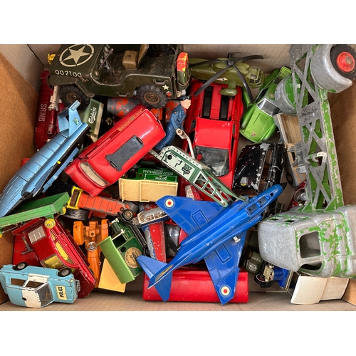 128 - Box of Play Worn Diecast & Tin Plate Cars & Vehicles