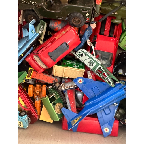 128 - Box of Play Worn Diecast & Tin Plate Cars & Vehicles