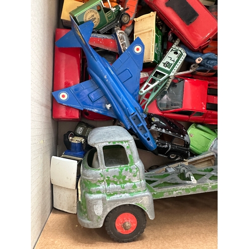 128 - Box of Play Worn Diecast & Tin Plate Cars & Vehicles