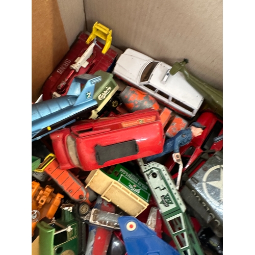 128 - Box of Play Worn Diecast & Tin Plate Cars & Vehicles