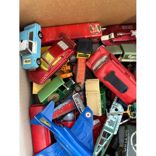 128 - Box of Play Worn Diecast & Tin Plate Cars & Vehicles