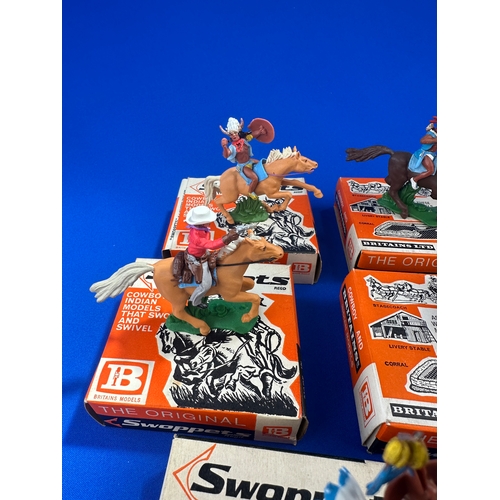 134 - Britains Swoppets - 8 Boxed Mounted Cowboys & Indians